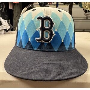 Boston Red Sox New Era 59FIFTY Fitted Hat 7 1/8 Blue Argyle MLB Cap